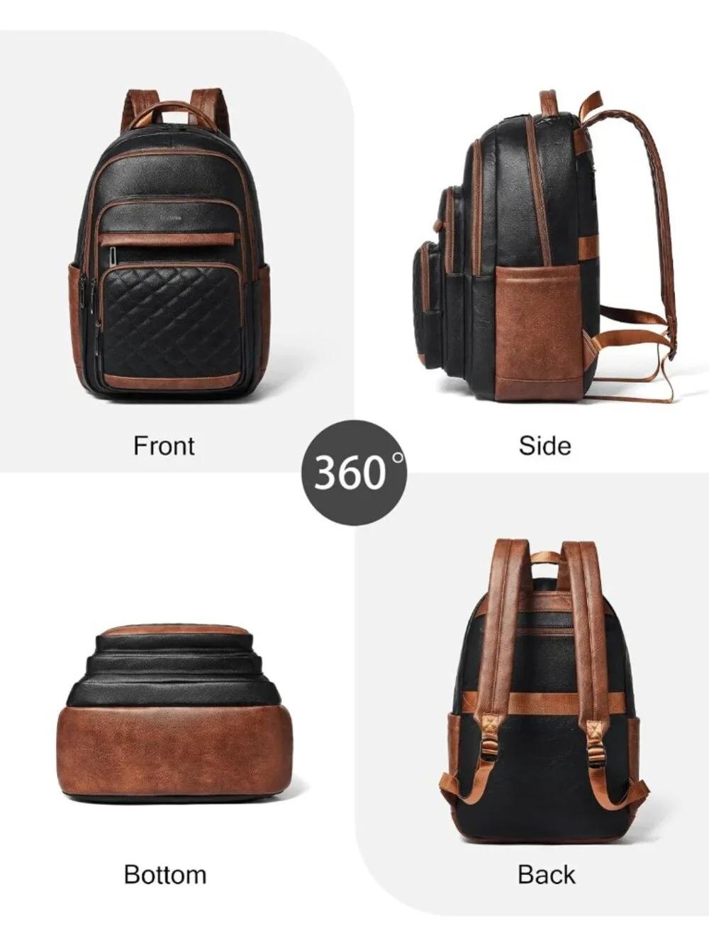Stylish Vegan Leather Laptop Backpack for Work, Travel & Gym - Multi-Pocket